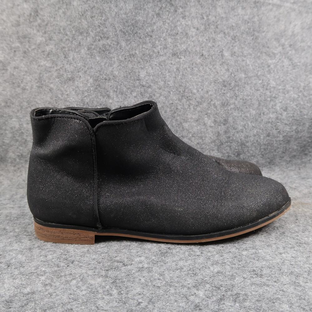 Cat & Jack Shoes Kids Girls 4 Booties Ankle Boot Black Round Toe Glitter Casual
